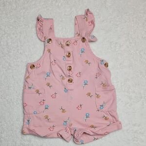 Nicole Miller Pink Floral Baby Overalls 12 Months
